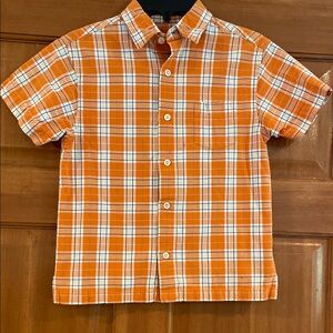 EUC! Boys size 7, Arizona Vibrant Orange and White Plaid Button Down Shirt!